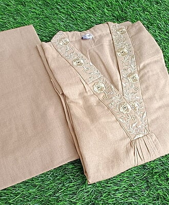 "IRA" - Soft Handloom Khaki Pant Set "IRA" - Soft Handloom Khaki Pant Set