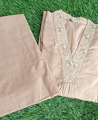 "IRA" - Soft Handloom Khaki Pant Set "IRA" - Soft Handloom Khaki Pant Set