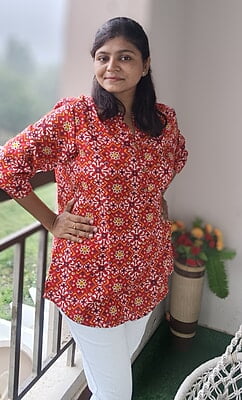 Bhandej Red Short Kurti