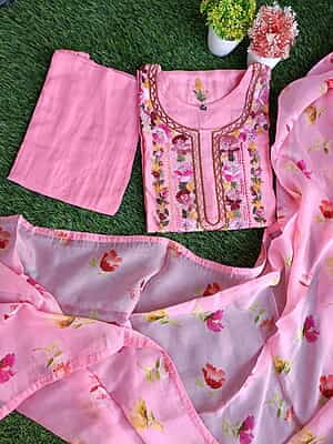 "TORAN" Hand Embroidered Silk Suit Set "TORAN" Hand Embroidered Silk Suit Set