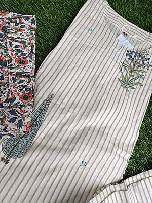 "MOGRA" Pure Cotton With Sequence Work Suit Set "MOGRA" Pure Cotton With Sequence Work Suit Set