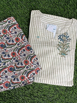 "MOGRA" Pure Cotton With Sequence Work Suit Set "MOGRA" Pure Cotton With Sequence Work Suit Set
