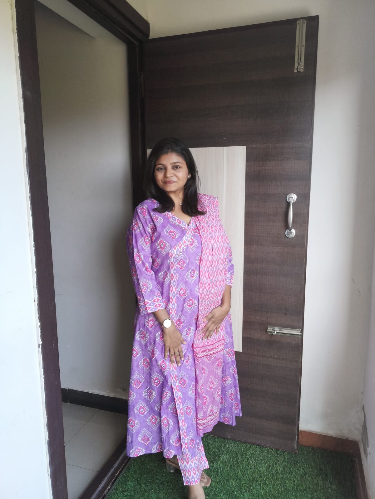 "KAJAL" Pure Cotton Angrakha Suit Set