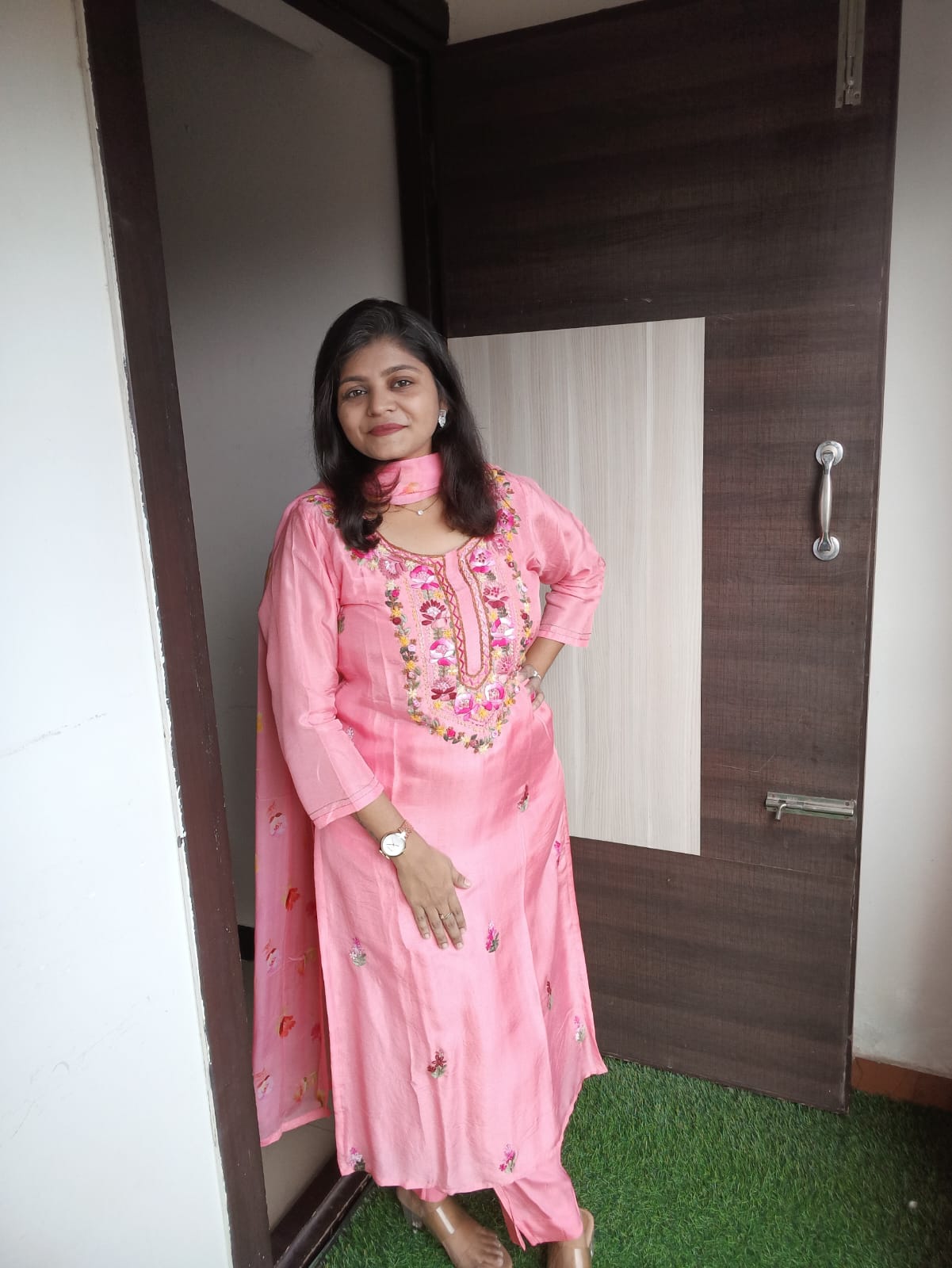 "TORAN" Hand Embroidered Silk Suit Set