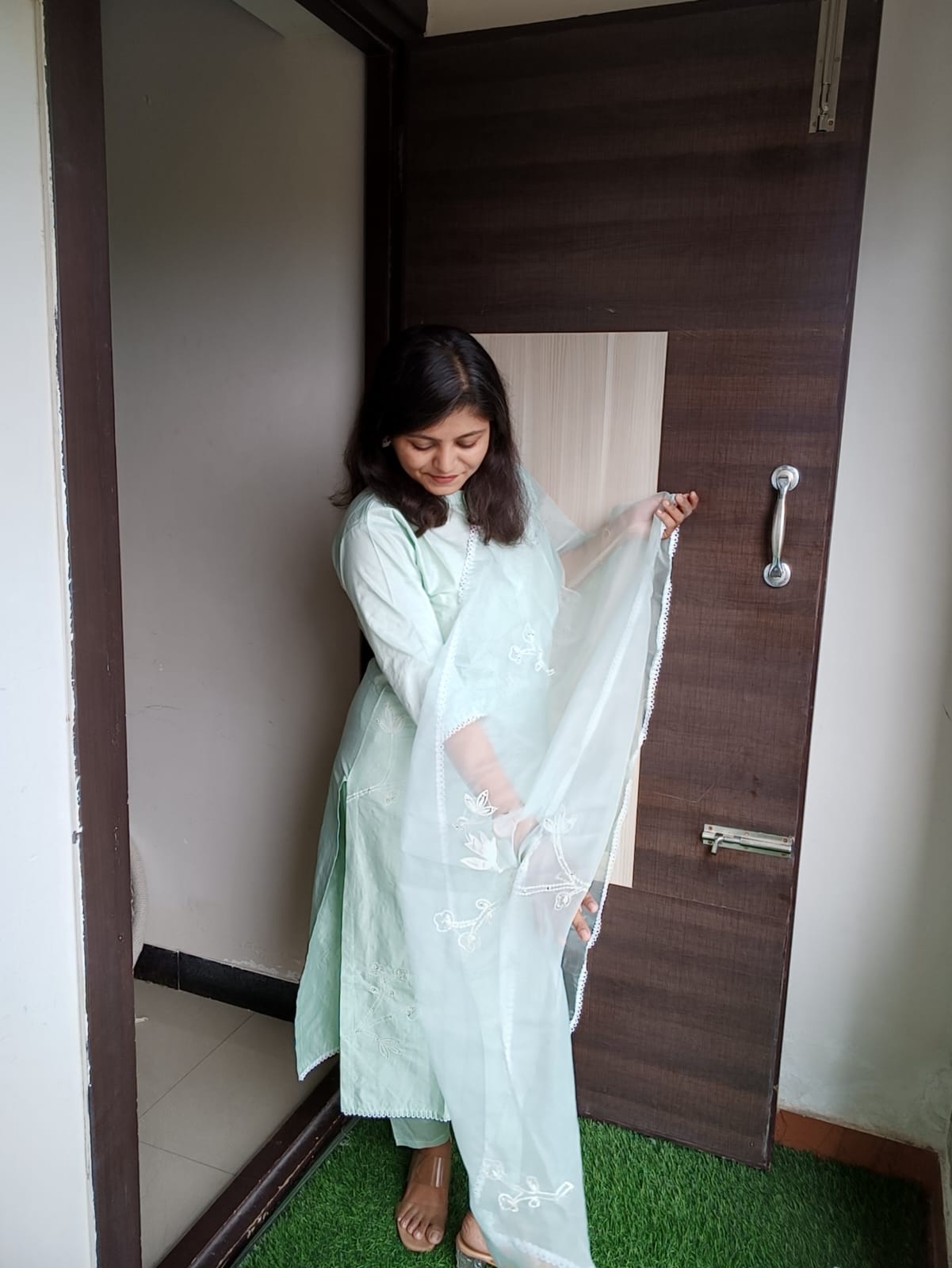 "ANOKHI" Embroidered Suit Set with Organza dupatta "ANOKHI" Embroidered Suit Set with Organza dupatta